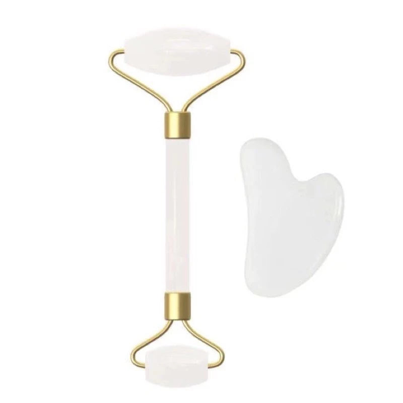 Rolo Com Pedra ou Plástico de Jade Placa Gua Sha Massagem Facial Anti Ruga